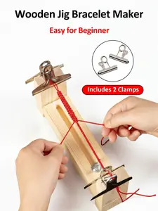 Jig Bracelet Maker – Beginner-Friendly DIY Loom Kit – Wooden U-Shape Weaving Tool with 2 Clamps – Make Your Own Bracelets & Paracord