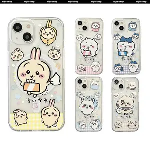 Cute Chiikawa Hachiware Usagi‌ Momonga Unique Artistic Transparent Magnetic Kawaii Phone Cases for IPhone 17 Promax Pro Air 16 Plus 15 14 13 12 11 & Samsung Clear TPU Shockproof Protective Cover Gift For Birthday Christmas