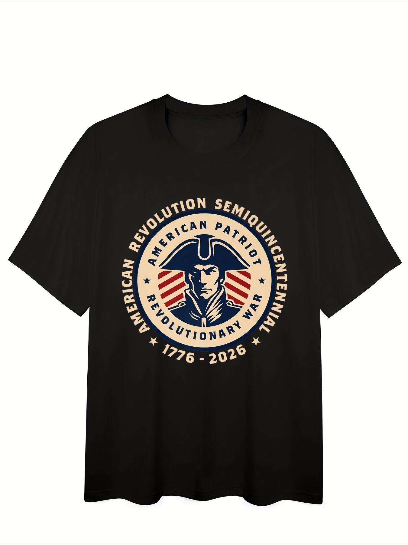 Men's Vintage USA 250th Anniversary Graphic T-Shirt, 1776-2026 America Independence Day Print Tee, Patriotic Casual Short Sleeve Top