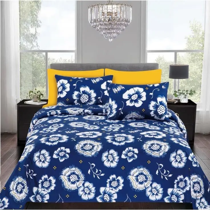 6 pcs Bedsheets with Turquoise Floral Design for Modern Bedroom Decor 6 pcs Bedsheets with Turquoise Floral Design for Modern Bedroom Decor