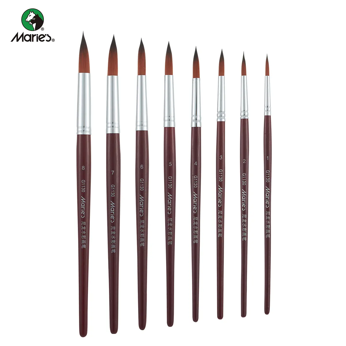 Kolinsky Sable Watercolor Brushes, Set of 8 - Professional Round Brushes for Watercolor, Acrylic, Ink & Gouache Painting | Fine Point, High Spring & Precision Control