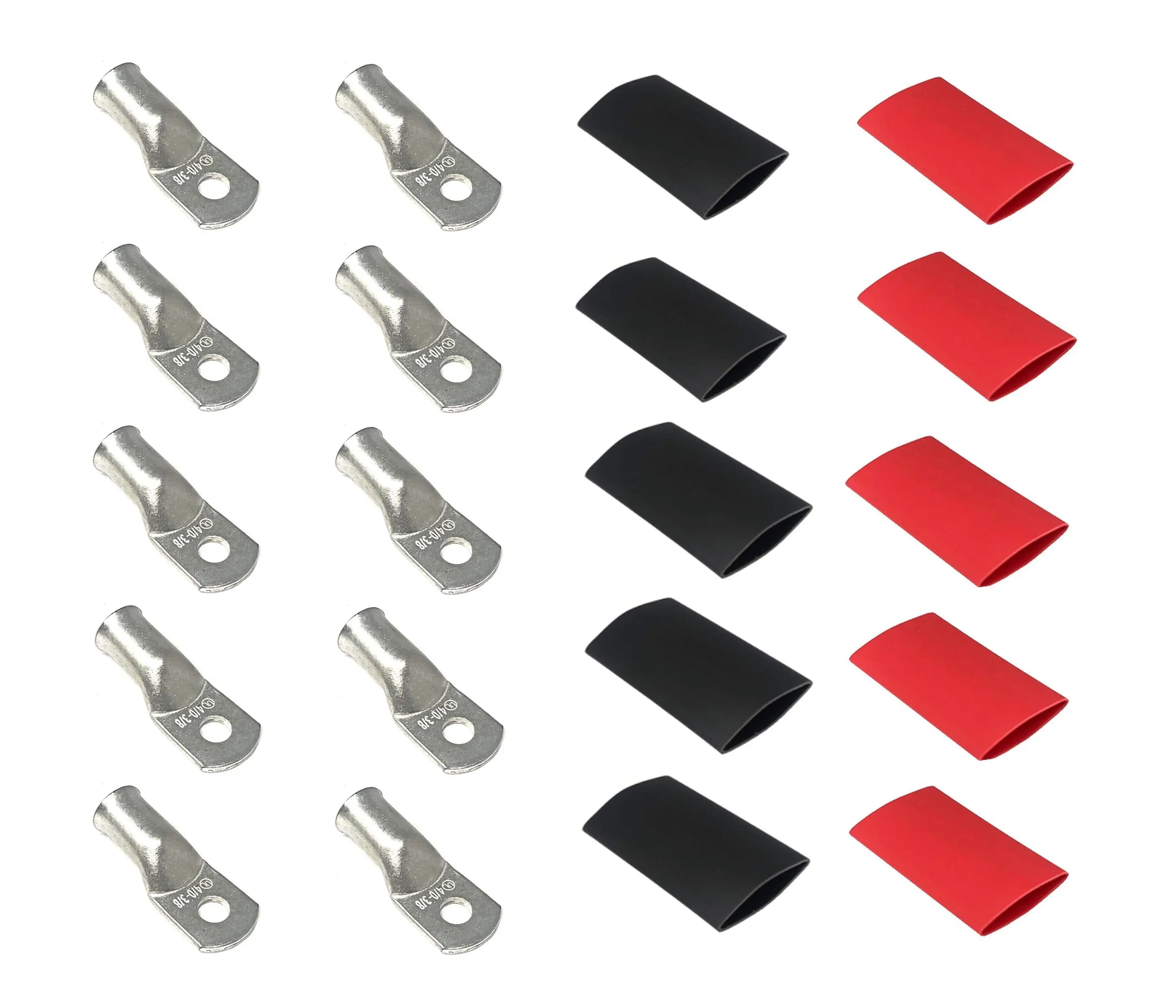 4/0 Gauge Cable Lugs with Heat Shrink Tubing Kit Solar Marine Wiring Crimped Battery Systems Soldered Crimping Terminals Connectors