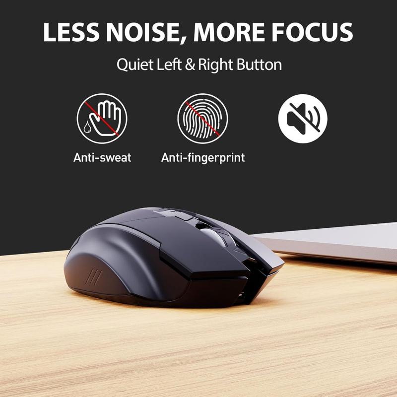 Wireless Rechargeable Mouse, Upgraded Visible Battery, 2400 DPI, Silent Ergonomic Design For Laptop, Mac, PC etc.