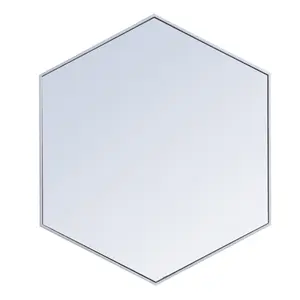 Elegant Decor  41 in. Metal Frame Hexagon Mirror in Silver - 40.125 x 34.25 x 0.16 in.