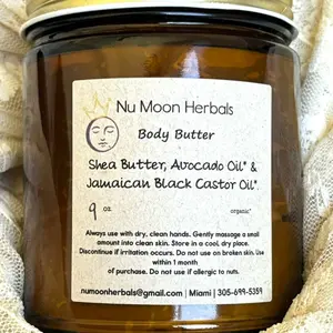 Nu Moon Herbals Natural Original Scent Body Butter with Shea Butter, Organic Avocado Oil & Organic Jamaican Black Castor Oil 9 oz