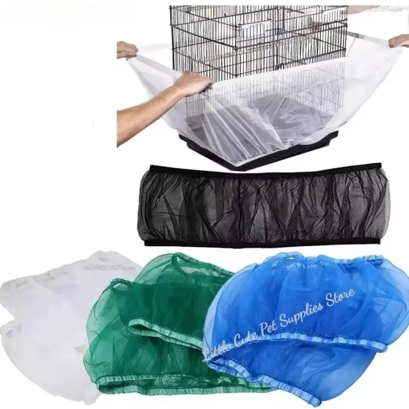 Bird Cage Seed Catcher Net Cover – Stretchy Mesh Skirt for Parrots & Small Birds