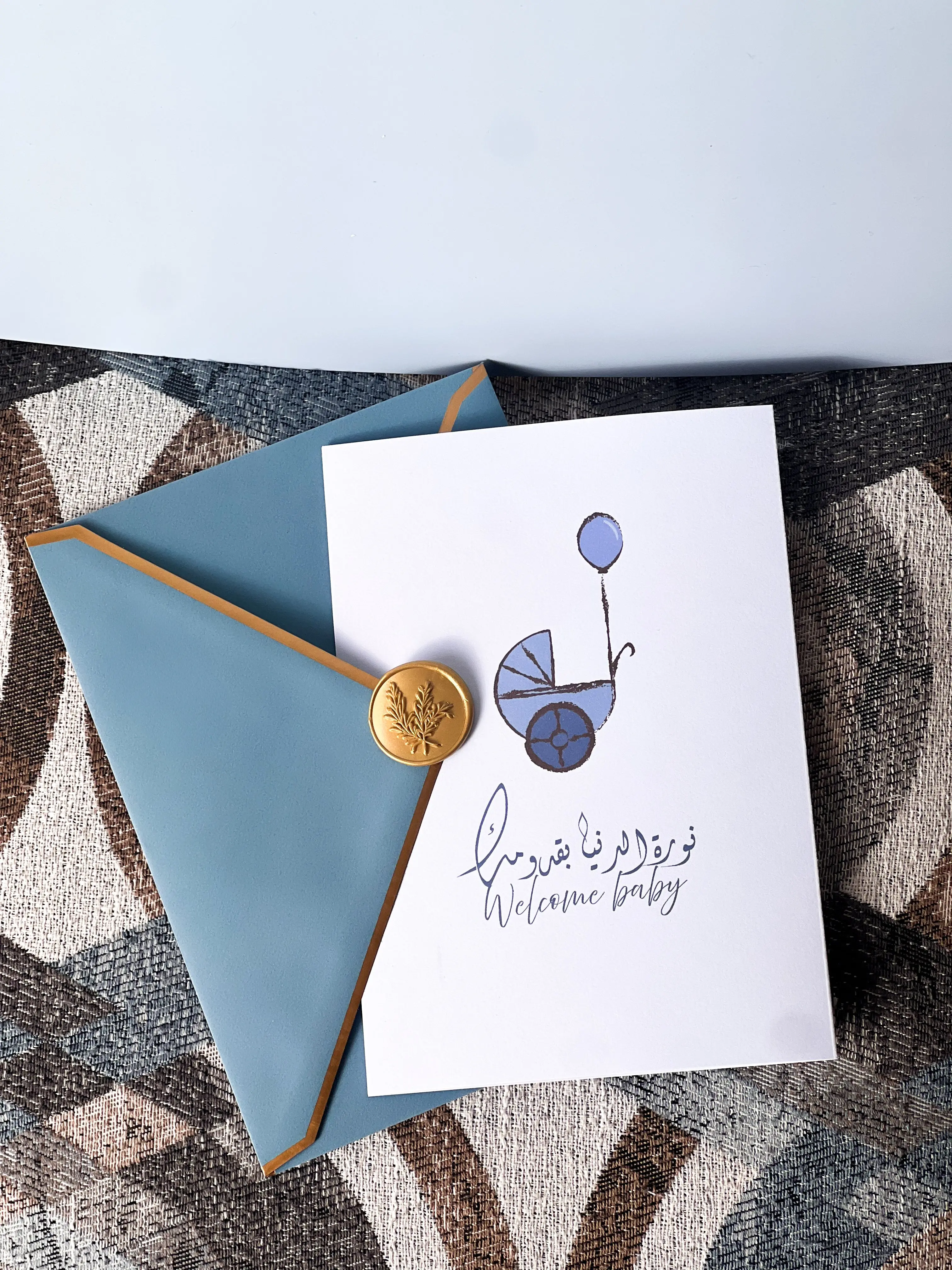 Welcome Baby – Baby Boy Greeting Card with Customizable Design and Features for Baby Shower Celebrations