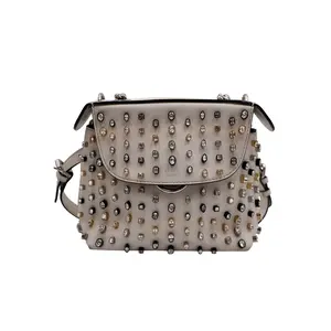 Pre-owned FENDI leather Backpacks Calfskin Crystal baStudded Back To School Backpack (26390)