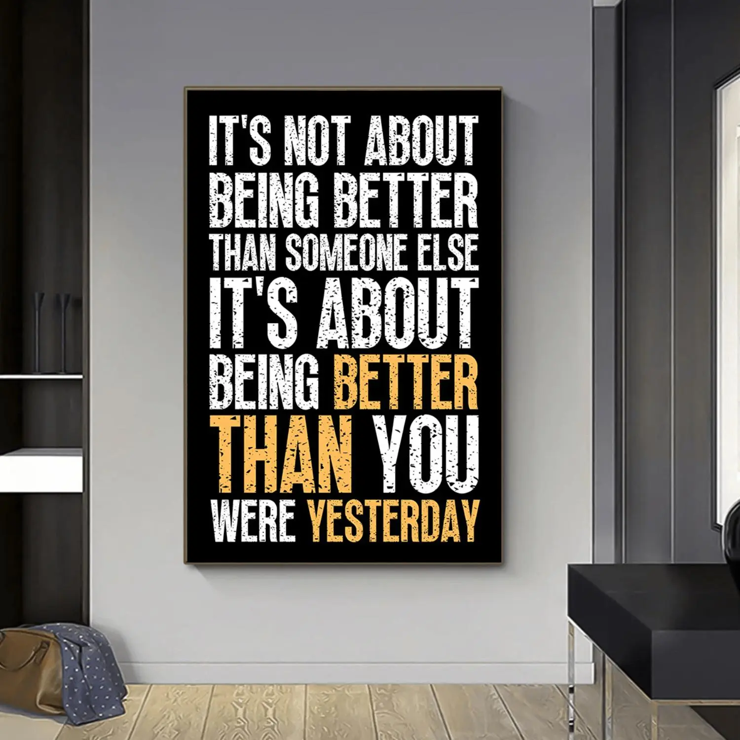 2D Flat Glitter Canvas Wall Art - Inspirational Quote Poster, Reusable Fabric, Fade-Resistant, Frameless Hangable Minimalist Home Decoration, Home Inspo Holiday Decor for Living Room, Bedroom