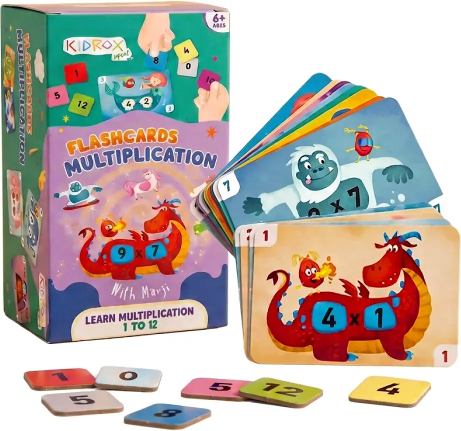 Kidrox Multiplication Flash Cards for Kids 6+ Years Old, Master 1-12 Times Tables
