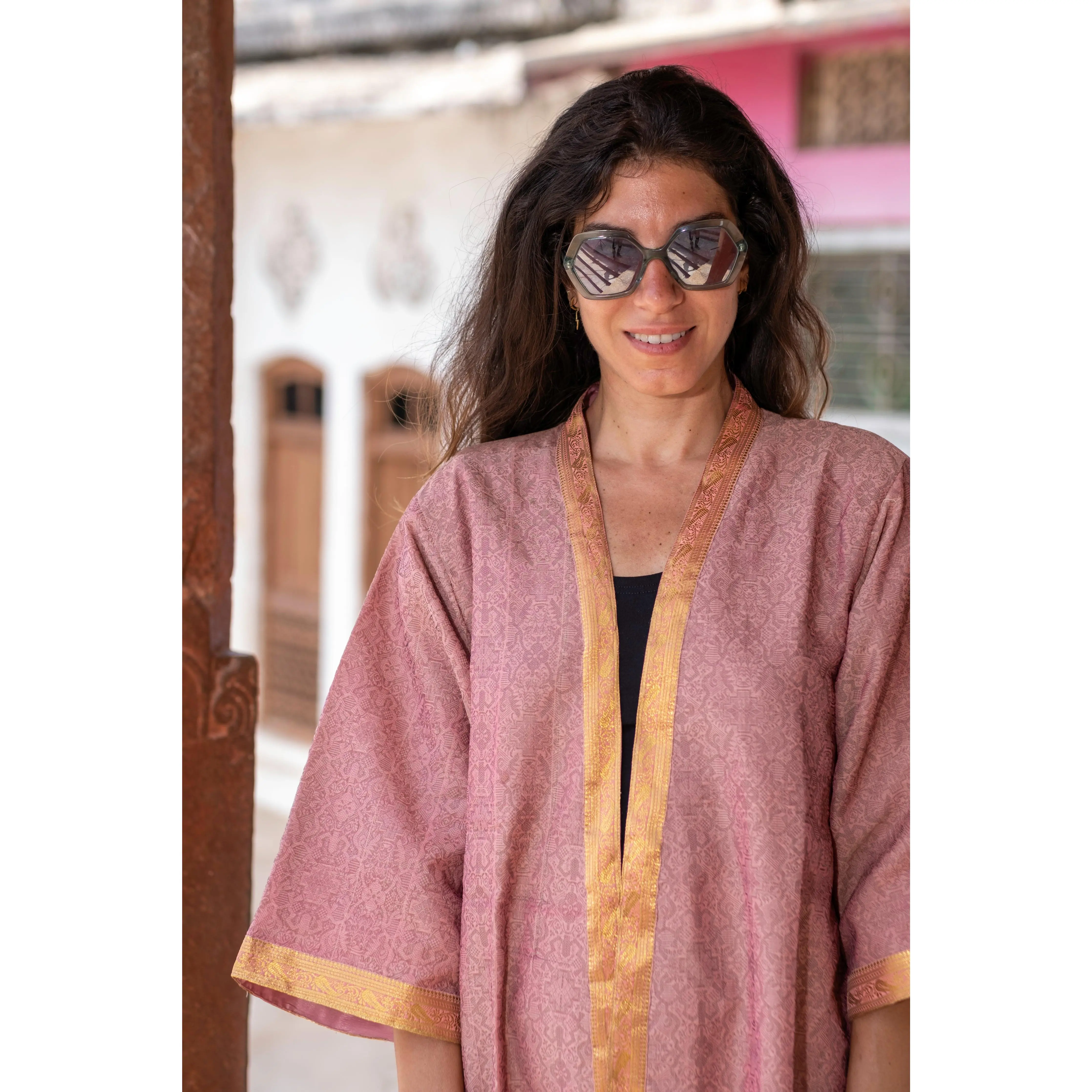 Pink Diva Silk Saree Kimono