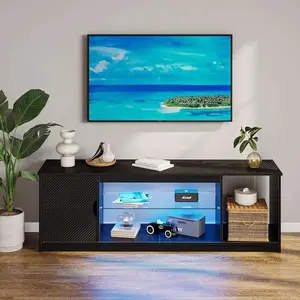Bestier 58 inch Gaming Entertainment Center for PS5, LED TV Stand with Cabinet for 65 Inch TV