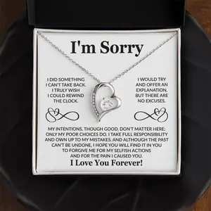 I'm Sorry Gift, Apology Necklace for Her, Please Forgive Me Gift for Wife Girlfriend or Friend, Forgiveness Jewelry Sentimental Apology Card