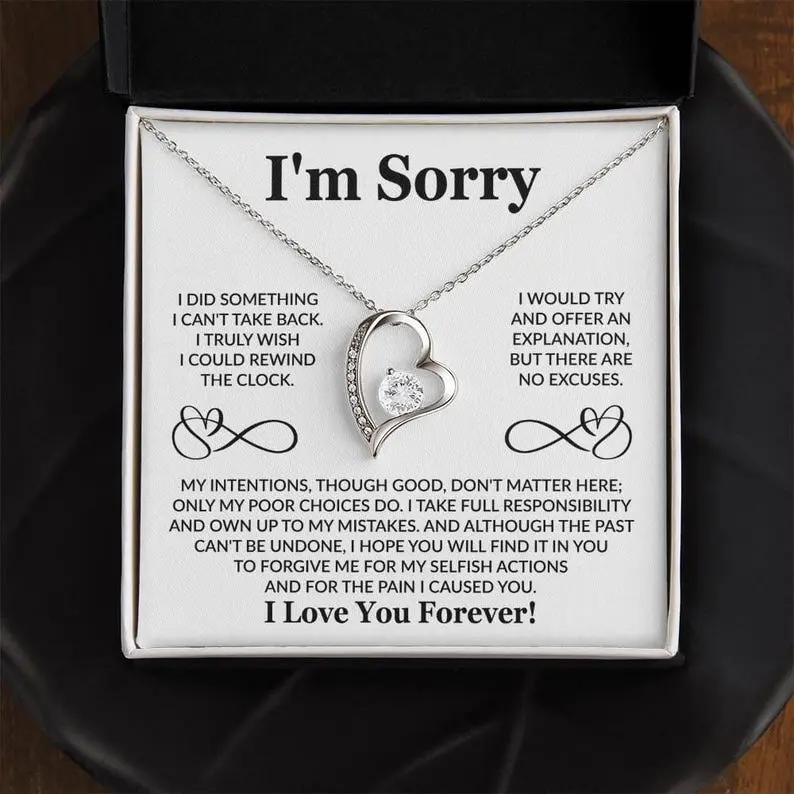 I'm Sorry Gift, Apology Necklace for Her, Please Forgive Me Gift for Wife Girlfriend or Friend, Forgiveness Jewelry Sentimental Apology Card