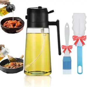 Glass Olive Oil Sprayer - 2-in-1 Spray & Pour Dispenser for Air Fryer Cooking BBQ Salad