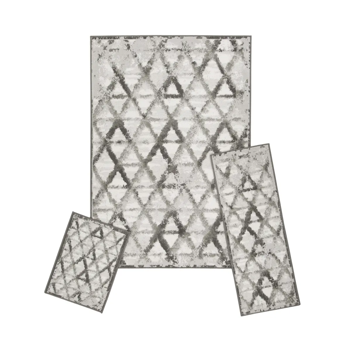 Achim Capri Classic 3-Piece Soft Polyolefin Yarn Rug Set - Fade-Resistant, Stain-Resistant Indoor Office Carpet, Rizzy Grey