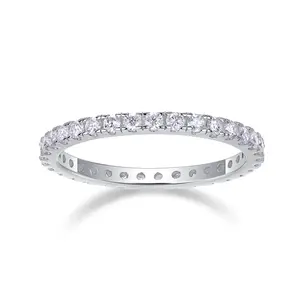 [TW] "Full Moon" 0.66 Carat Infinite Brilliance Ring VVS1 D Color 925 Sterling Sliver Synthetic Moissanite Eternity Ring Perfect Gift For  Engagement Wedding Party Gift Birthday Gift For Women (R13007)