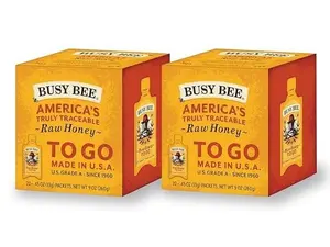 BUSY BEE Raw Honey Packets, 40 Packets Total, USA Wildflower Honey To-Go