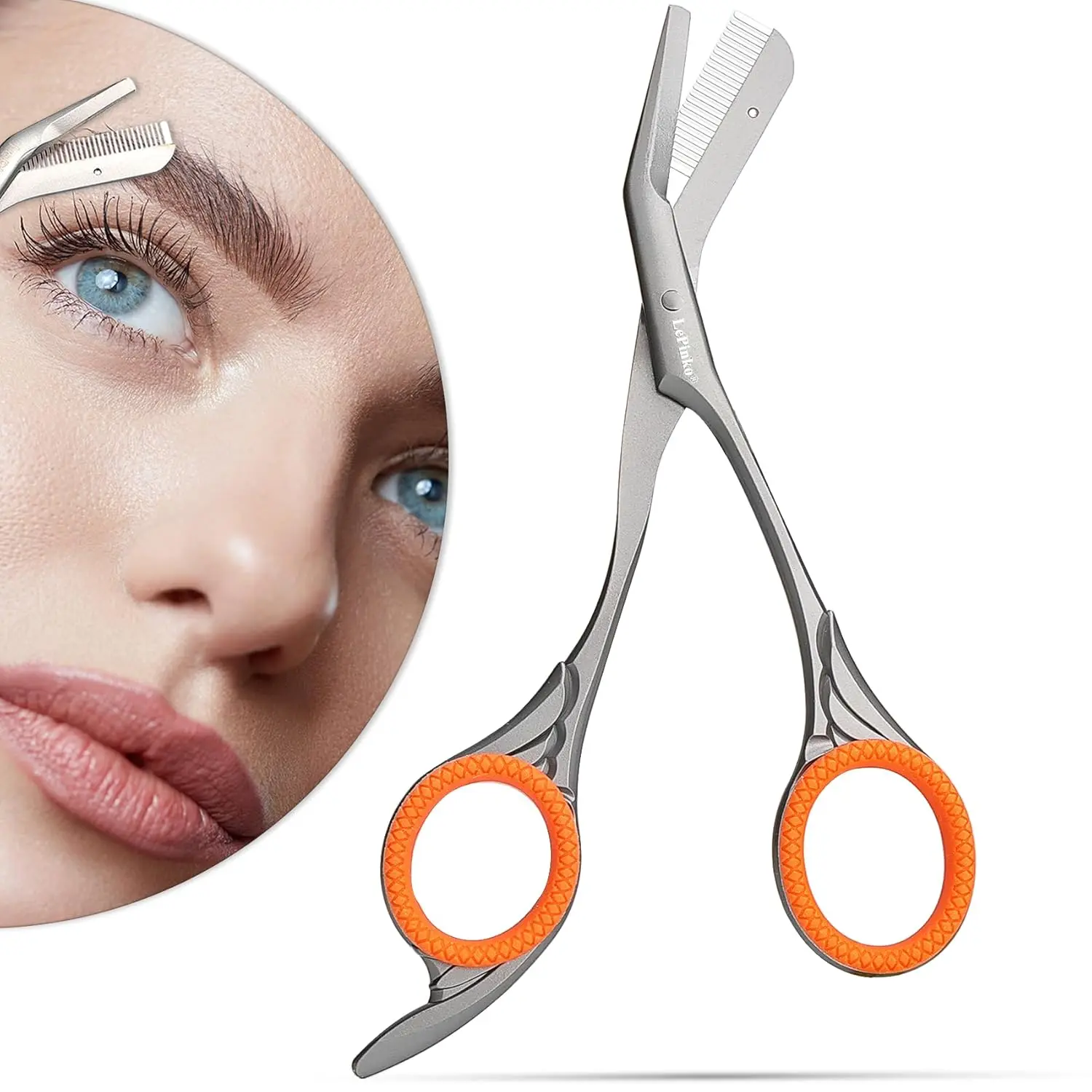 Eyebrow Trimming Scissors with Combs, Gifts For Men Women Stocking Stuffers, Gray