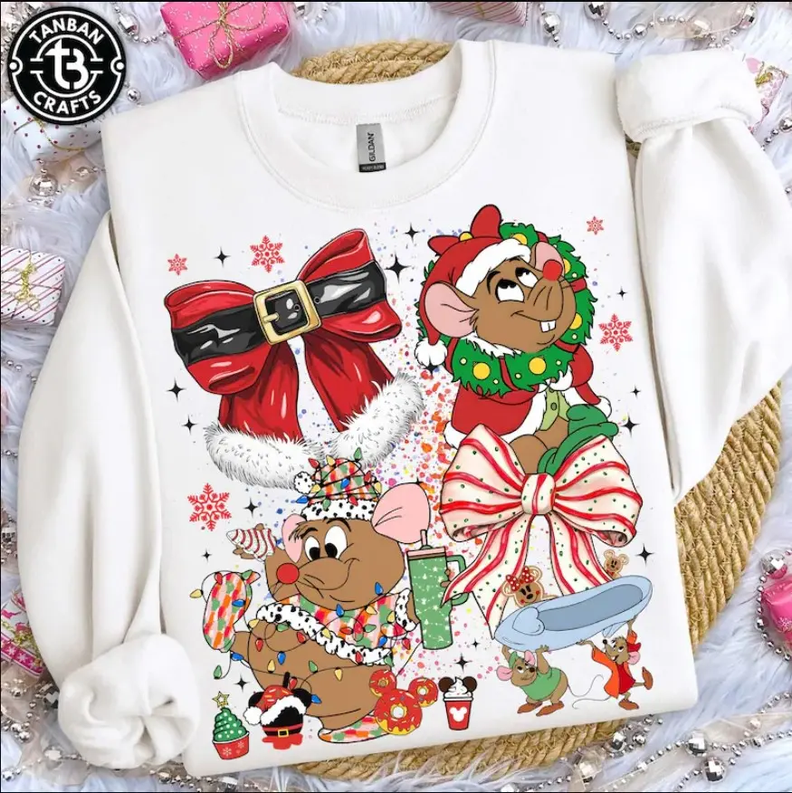 Coquette Character Christmas Sweatshirt, Looking Like A Snack, Cartoon Mouse, Christmas Vibes, Movie Princess Christmas, Christmas Gifts for all