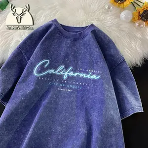 Los Angeles California T-shirt Men Believe In Yourself Letter Shirt Cotton Retro Washed Tee Unisex Breathable T-shirts Men Tiki