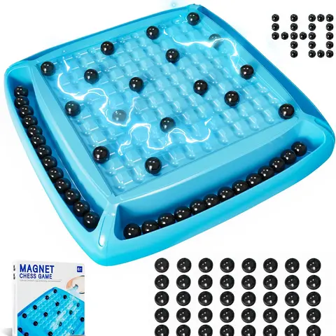 Magnetic Strategy Board Game Set - 40 Spherical Magnetic Chess Pieces, Screen Time Alternative, Gift Ideas for Kids, Family Table Game for 2-4 Players