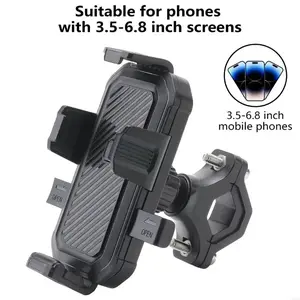 360° Rotatable Universal Smartphone Holder, Waterproof Bike Handlebar Grip Mount with Easy Installation for 4.7-6.8 in Phones, Adjustable Navigation Stand for Outdoor Cycling & Motorcycle Accessories
