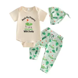 Canrulo Pack My Diapers Im Going Golfing With Daddy Newborn Baby Boy Summer Clothes Short Sleeve Romper Pants Set Golf Outfit