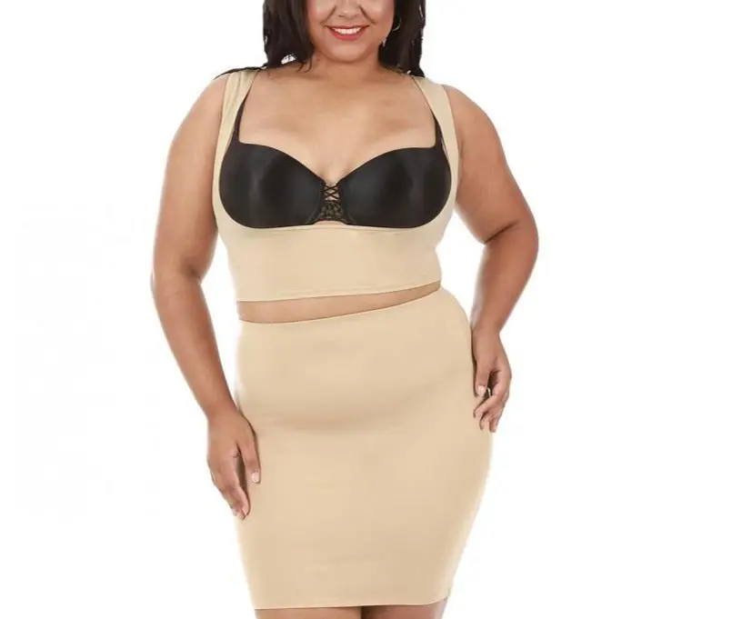 INSTANT FIGURE InstantFigure Plus Size Shapewear Slip Skirt WS40141C - Compression Skirt for Women, Instant Slimming Effect, Firm and Flatten Tummy, Eliminate Love Handles, 4-Way Stretch Fabric, 3X-Large, 4X-Large, 5X-Large