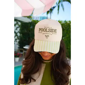 Palms & Poolside - Green Stripe Trucker Hat