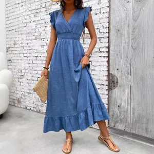 2026 Women's Fashion Elegant Long Dress Beach Vacation Waist-Narrow Dress Spring and Summer Style