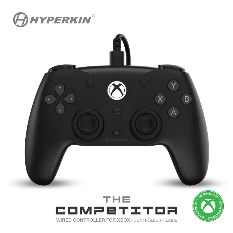 Hyperkin The Competitor Wired Controller for Xbox Series X|S, Xbox One & PC with Hall Effect Joysticks & Impulse Triggers; Symmetrical Layout & Precision D-Pad - Black