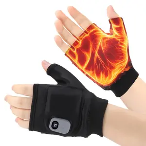 Rechargeable Smart Heated Gloves Upgraded Thermostatic Electric Fingerless Winter Hand Warmer for Work Cycling Skiing Outdoor Snow