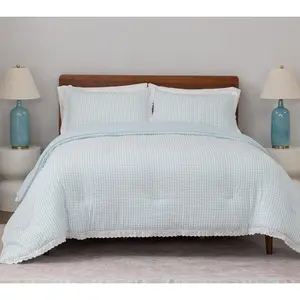 Berkshire Gingham Comforter & Sham Set with Lace Trim- King
