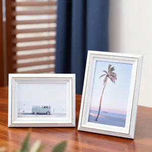 Simple Blue Plastic Photo Frame, Rectangular Frame, 5/6 Inch Design, Wall Hanging & Tabletop, Suitable for Bedroom Living Room Decor