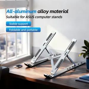 Laptop Stand, Laptop Stand Riser, Computer Tablet Stand, 6-Level Adjustable Aluminum Alloy Ergonomic Folding Portable Desktop Stand, Suitable for 10-15.6-inch MacBook, iPad, HP, Dell, Lenovo - Silver