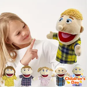 Family Hand Puppets, Puppets For Kids Role Paly Family Members 13.4 INCH Multi-Ethnic Puppets Plush Soft Hand Puppets Family Puppets Story Toys, Puppets For Girls Boys Finger Puppets