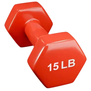 French Fitness Colorful Hex Vinyl Dumbbell 15 lbs - Single (New)