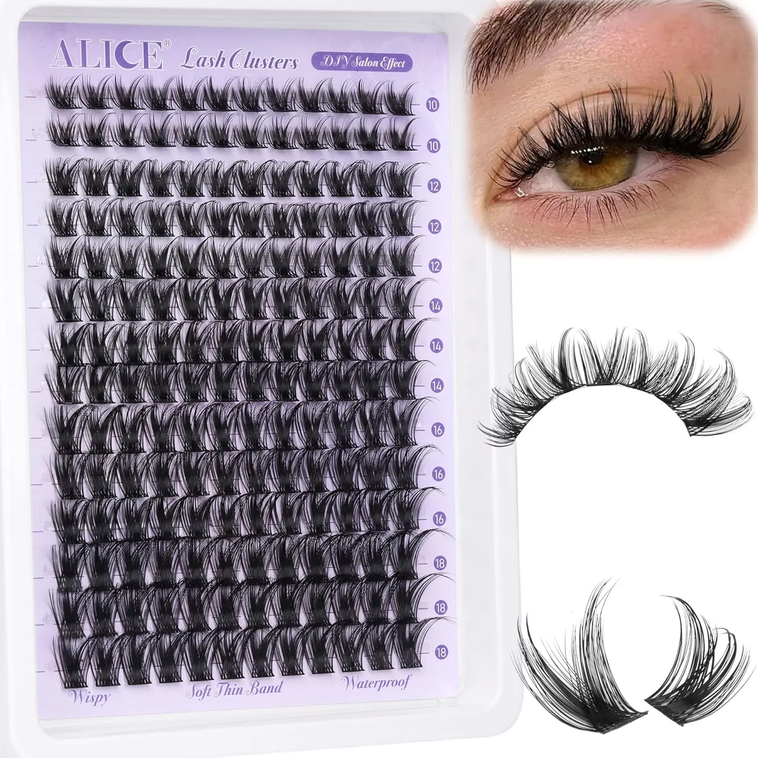 Clusters  Cluster Eyelash Extensions 168pcs Individual Lashes 10-18mm Eyelash Clusters Natural Volume Lash Extensions DIY Cluster Lashes with Soft Thin Band Makeup Cosmetic