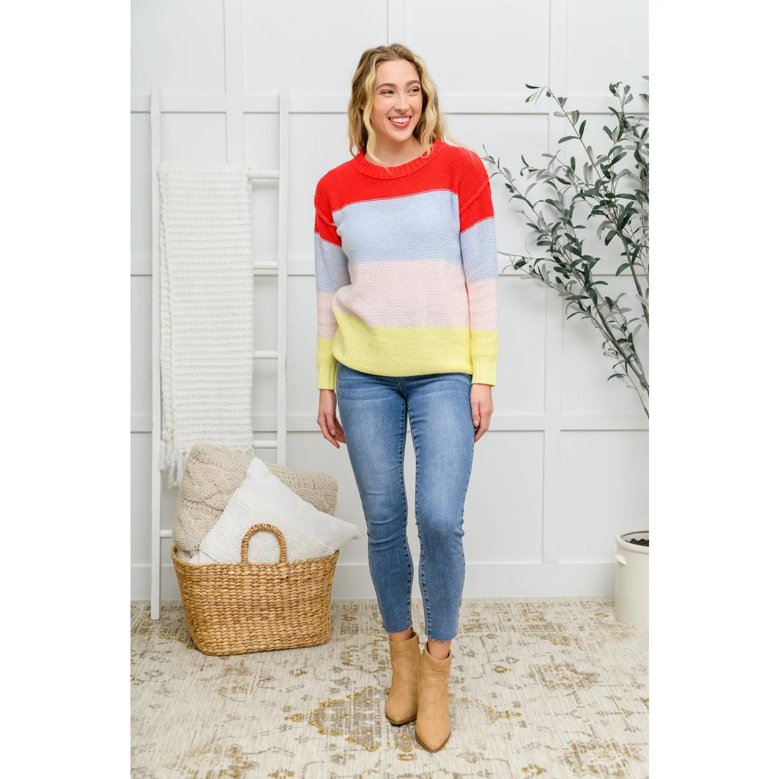 Bright Striped Knit Sweater