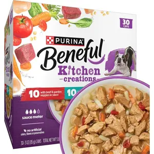 Purina Beneful Kitchen Creations With Beef, Chicken, or Lamb Wet Dog Food Variety Pack - (Pack of 30) 3 oz. Cans