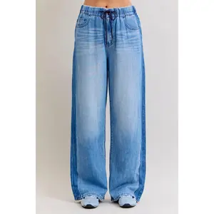 Judy Blue High Waist Wilhelmina Elastic Waistband Drawstring & Side Panel Denim Jeans 881005
