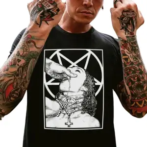 Unholy Nun Naughty Black T-Shirt for Her Him Women Summer Outfits Streetwear Top Vintage Graphic Tees Mother Day Aesthetic Trendy Unisex 90S Tattoo Daily Wear Short Sleeve Neck Tee