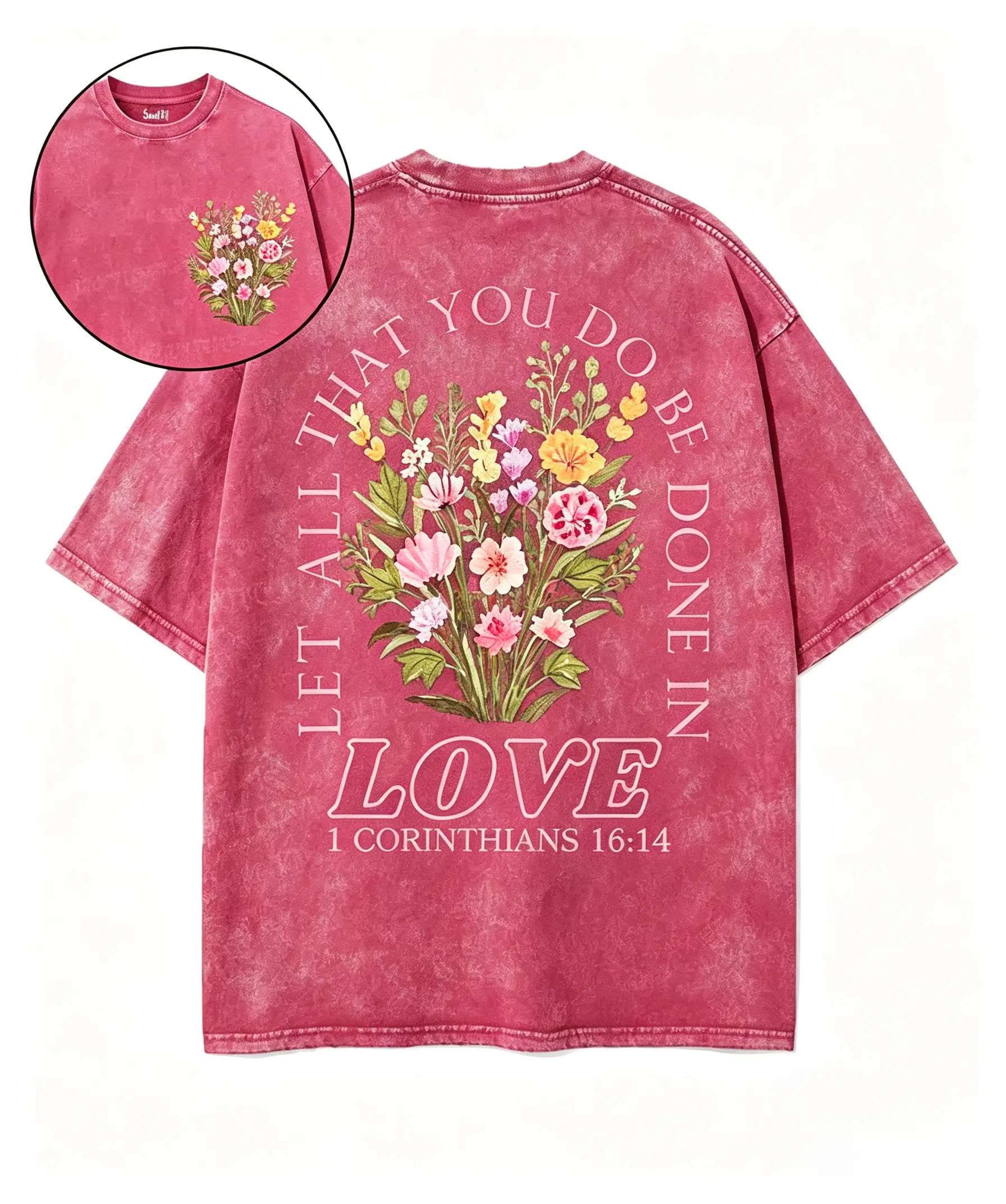 Let All That You Do Be Done In Love Double Sided Washed Christian T-shirt, Oversized 5XL Vintage Jesus Shirt,  Menswear Womenswear Fit Crewneck graphic tee good graphic tees