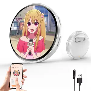 Digital Badge, Electronic Smart Badge, USB Rechargeable, LED Name Tag, 1.7 Inches, 360x360 Resolution, Ideal for Fan Events