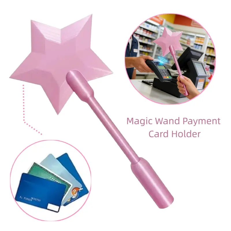 1pc 3D printed starlight Novelty magic wand, light touch payment card clip Holder magic wand