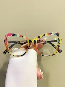Fashion Boho Cat Eye Glasses, Multicolor Eyeglasses, Unisex PC Frame, Casual Style, All Seasons Wear, Leopard Pattern Eyeglasses, Decorative Eyewear