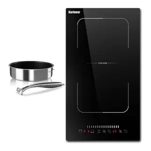 Karinear Induction Cooktop 2 Burners,3500W Built-in Induction Stovetop With Cast Iron Pot, With Induction Cookware,Child Safety Lock,220V( No Plug)