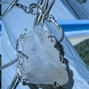 Celestite Crystal Cabochon Pendant Necklace, Heaven Stone Jewelry