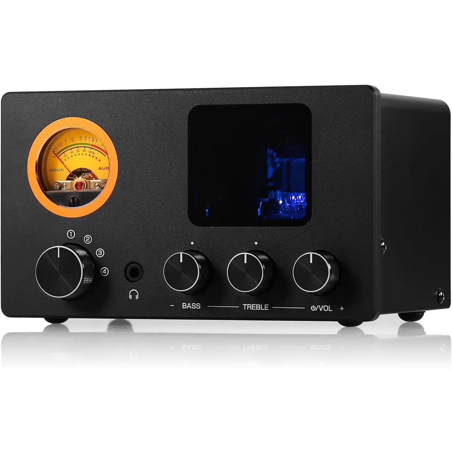 Douk Audio Vacuum Tube Preamp: Headphone Amp with VU Meter, 4-Way RCA Selector  Box, Preamplifier with Tone Control for Receivers, Amplifiers, Speakers, 16-600? Headphones (TUBE-T5C)
